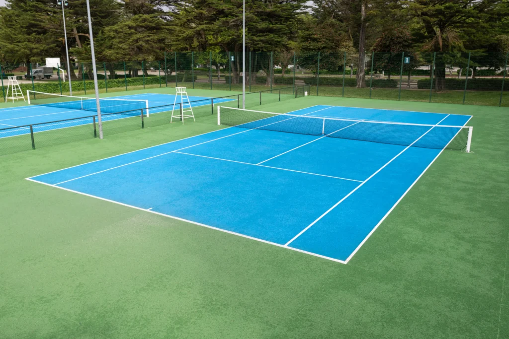 Close-up of synthetic tennis court flooring