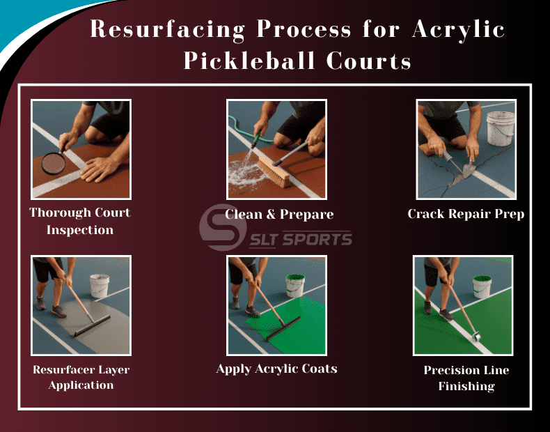 resurfacing process for acrylic pickleball courts